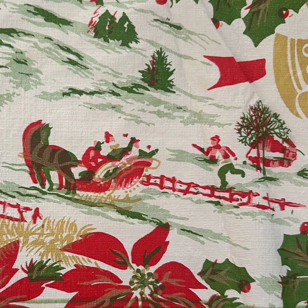 Vintage Festive Holiday Plastic Tablecloth Winter Design